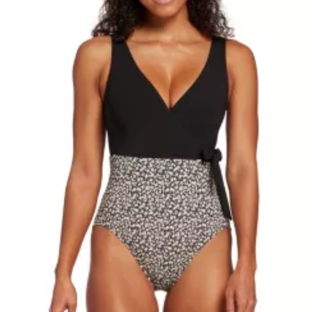 CALIA Swimsuit Size 16 One Piece Wrap Tie One Floral Padded Pool Beach Vacation